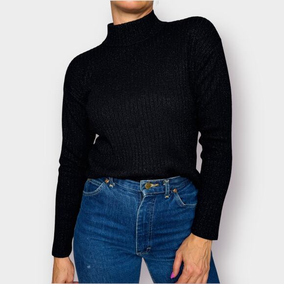 Vintage 90s Rena Rowen Black Mockneck Sweater - Picture 3 of 5